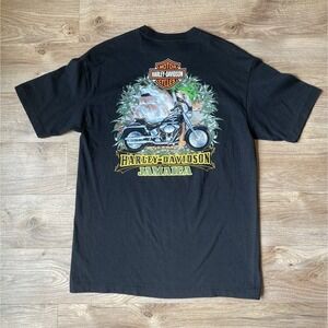Harley Davidson T-Shirt Jamaica Black Double Sided Large‎ Short Sleeve Biker